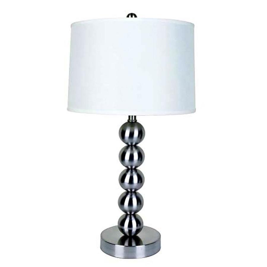 Ore International 28 In Satin Nickel Table Lamp With Linen