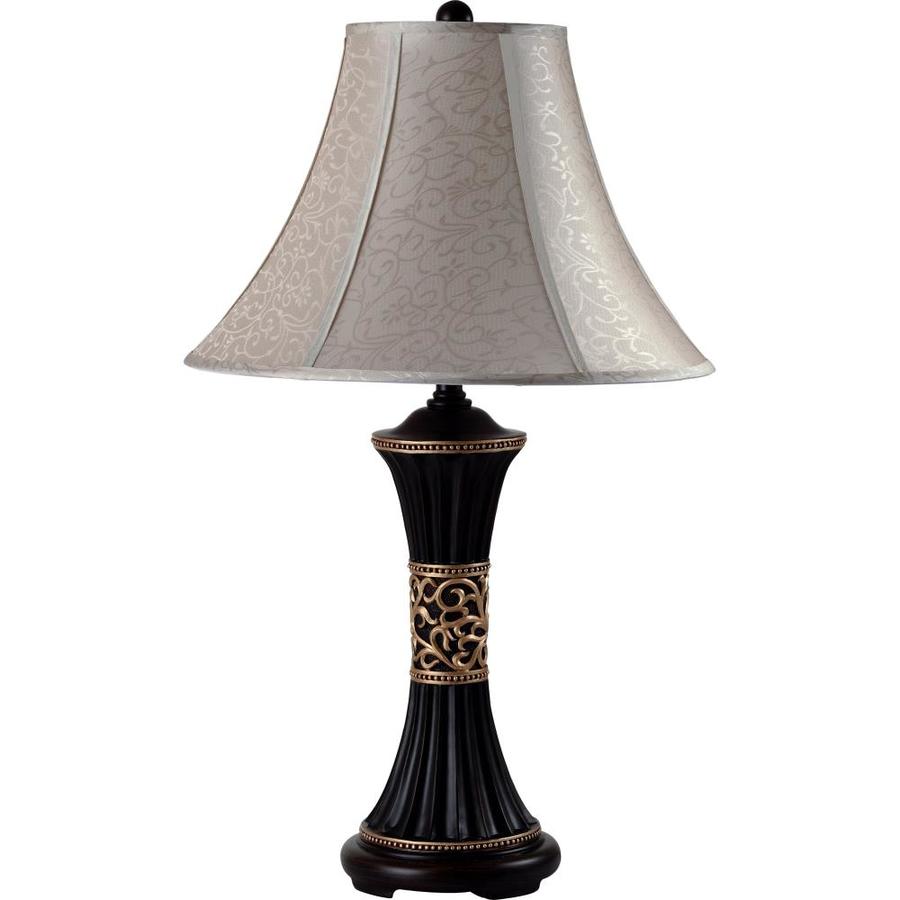 Ore International 25 In Espresso Table Lamp With Fabric Shade At
