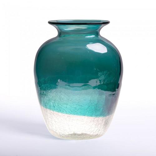 Glitzhome 9.06inH Two Tone Glass Vase Blue at