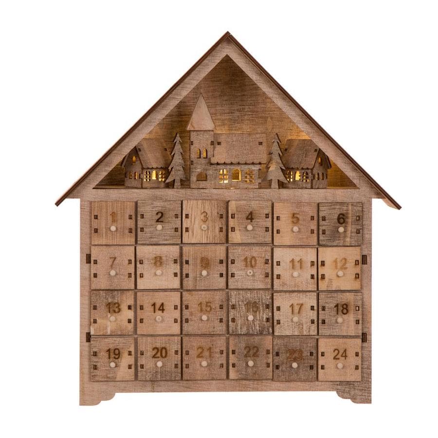 Natural Wood Finish House Advent Calendar