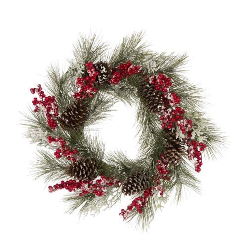 Glitzhome 24-in Multi Color Mixed Needle Artificial Christmas Wreath in ...