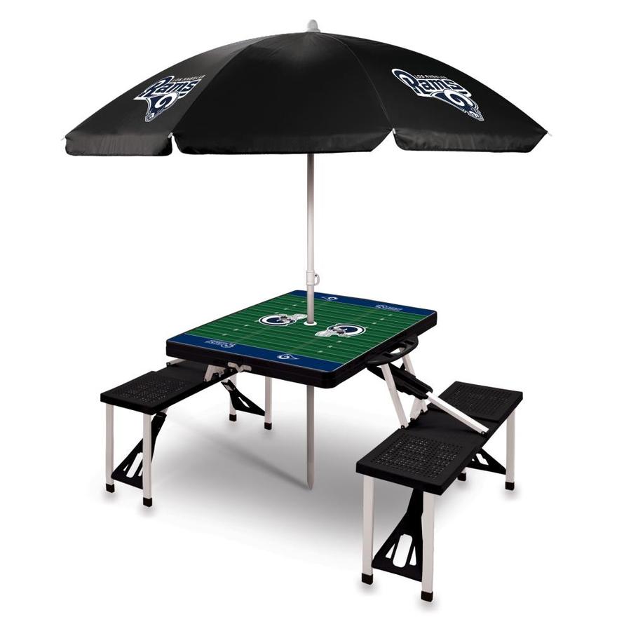 Picnic Time Los Angeles Rams 54 In Black Plastic Rectangle Folding Picnic Table In The Picnic Tables Department At Lowes Com