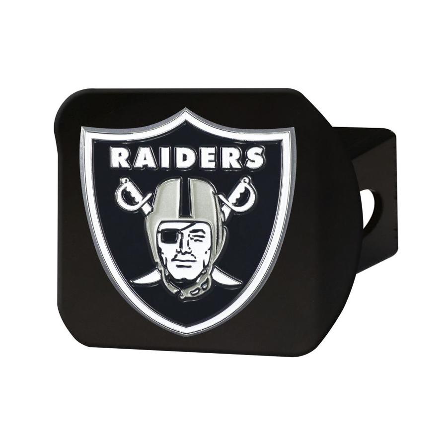 FANMATS Oakland Raiders 3D Metal Color Emblem on Black Hitch Cover