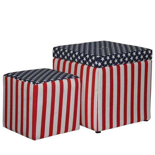 ORE International Modern Multicolored Storage Ottoman in the Indoor