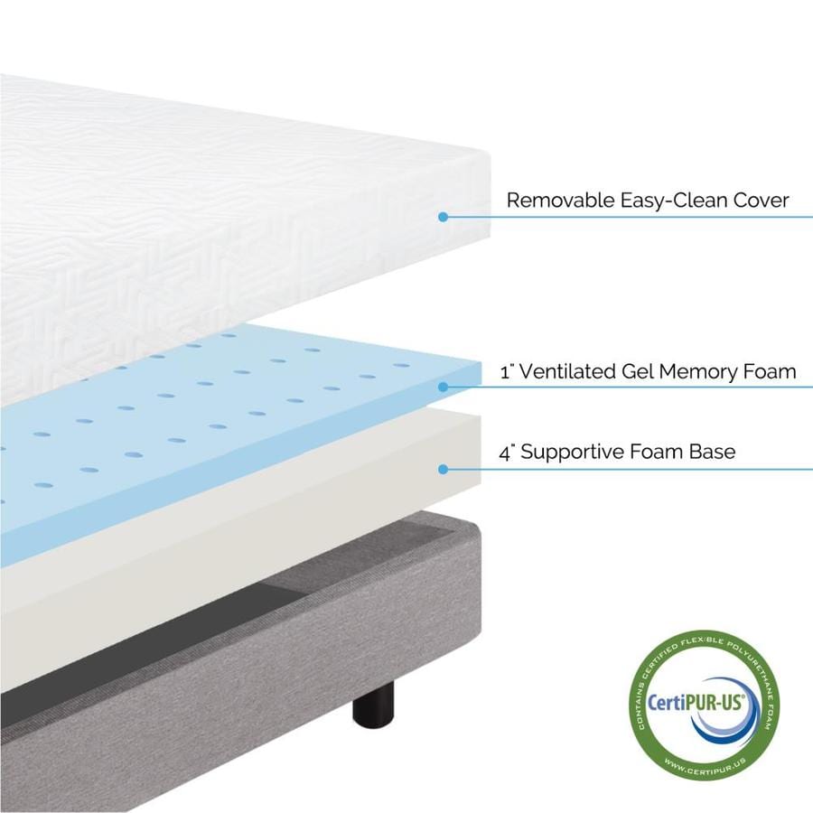 LUCID Comfort Collection SureCool 5-in Firm Twin Memory Foam Mattress ...
