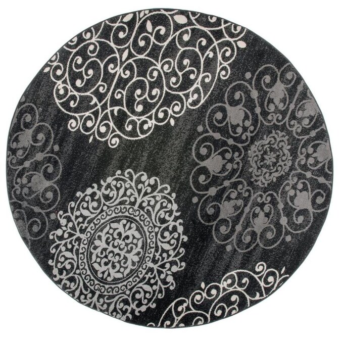 World Rug Gallery Princeton Black Round Indoor Fl Botanical Mid Century Modern Area In The Rugs Department At Com - Modern Black And White Round Rug World Rug Gallery Princeton Black Round Indoor Fl Botanical Mid Century Modern Area In The Rugs Department At Com - Modern Black And White Round Rug