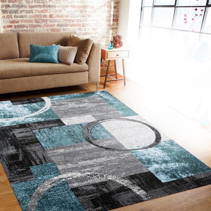 World Rug Gallery Princeton 3 x 5 Blue/Gray Indoor Abstract Mid-Century ...