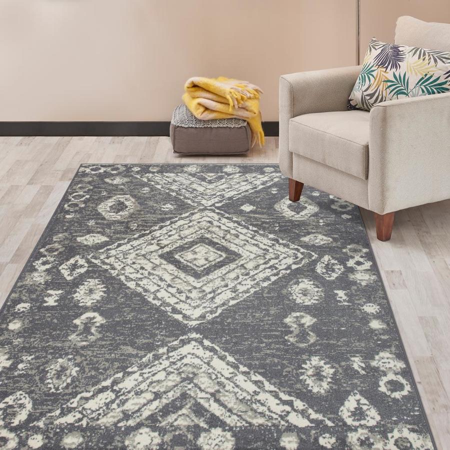 World Rug Gallery Harmony 5 x 7 Gray Indoor Distressed/Overdyed ...