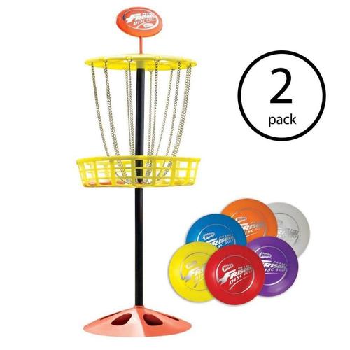 WhamO Youth Indoor/Outdoor Mini Frisbee Golf Toy Set Target with 6