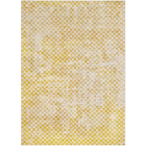 Surya City 9 x 12 Yellow Indoor Distressed/Overdyed MidCentury Modern