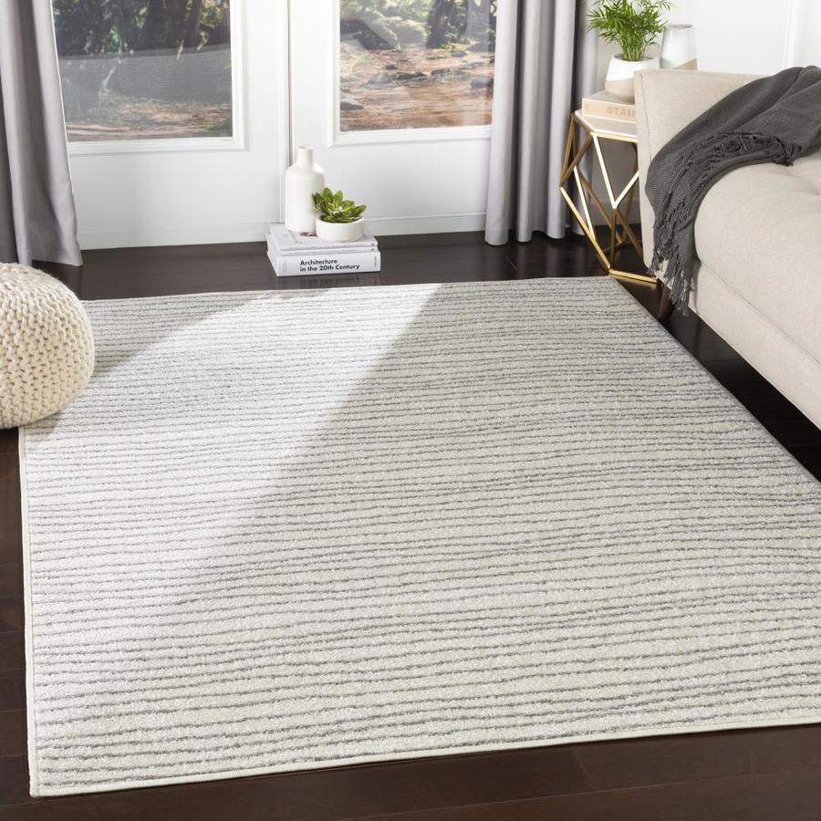 Surya Seville 8 x 10 White Indoor Stripe Industrial Area Rug in the ...