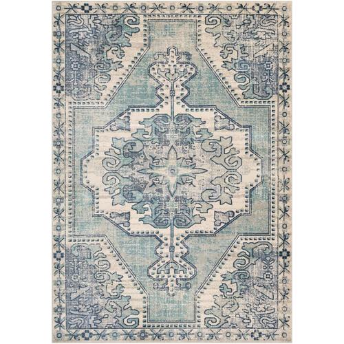 Surya Bohemian 8 x 10 Teal Indoor Medallion Oriental Area Rug in the