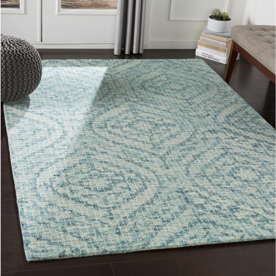 Surya Piastrella 8 x 10 Teal Indoor Trellis Global Handcrafted Area Rug ...