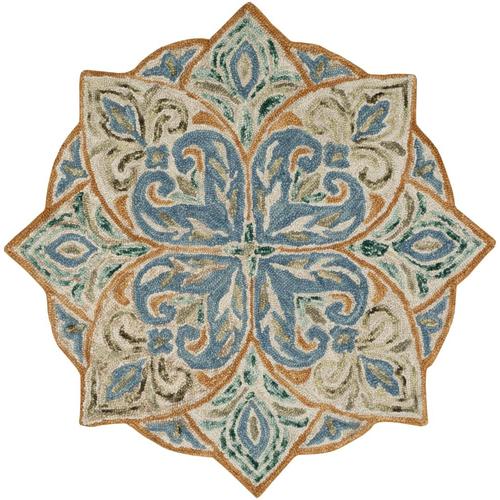 Surya Bonifate 8ft Round Bohemian/Global Area Rug Sky Blue at