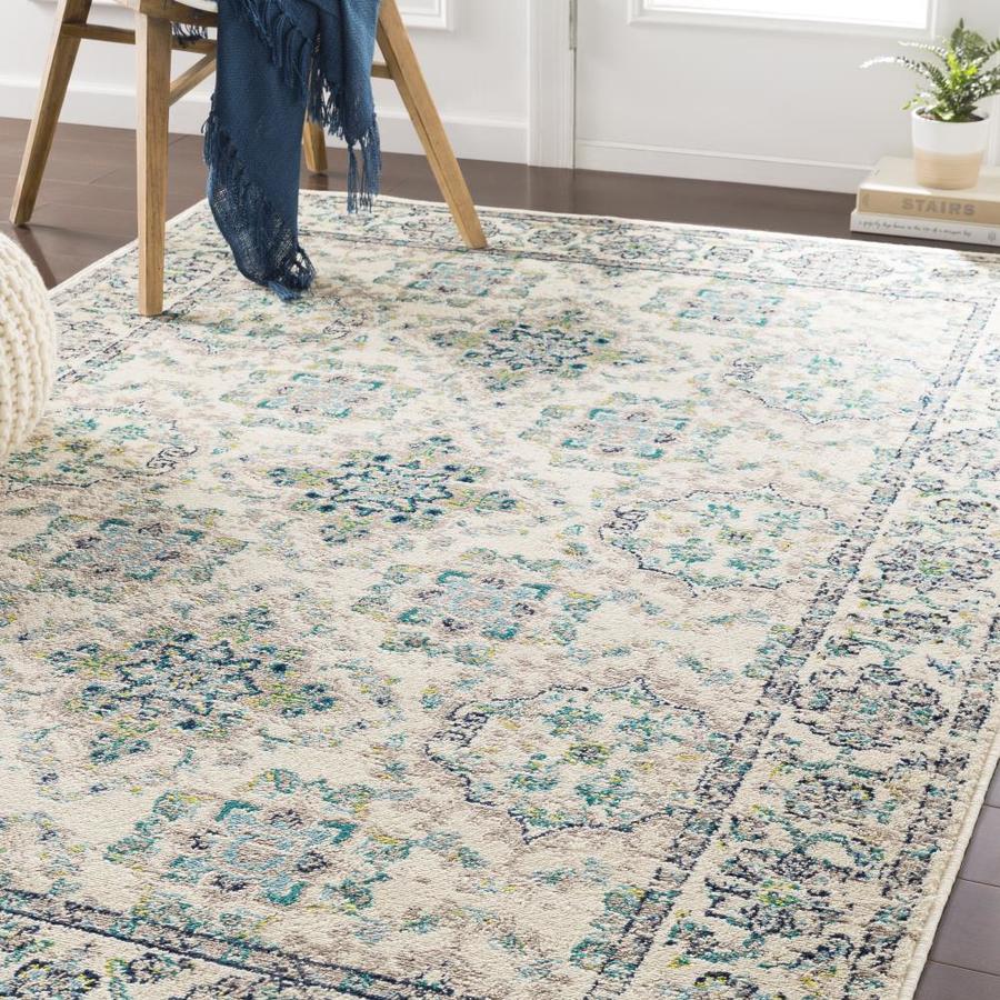 Surya Paramount 9 x 12 Teal Indoor Medallion Oriental Area Rug in the ...