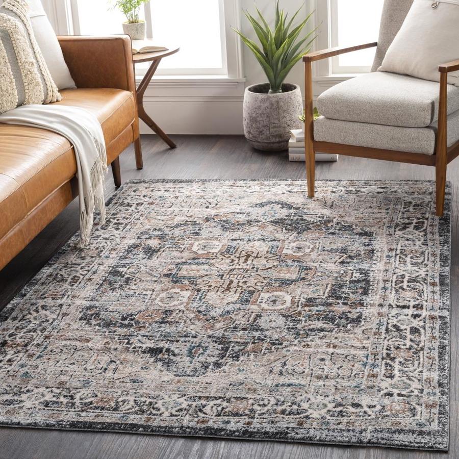 Surya Soft Touch 5 x 8 Black Indoor Medallion Oriental Area Rug in the ...