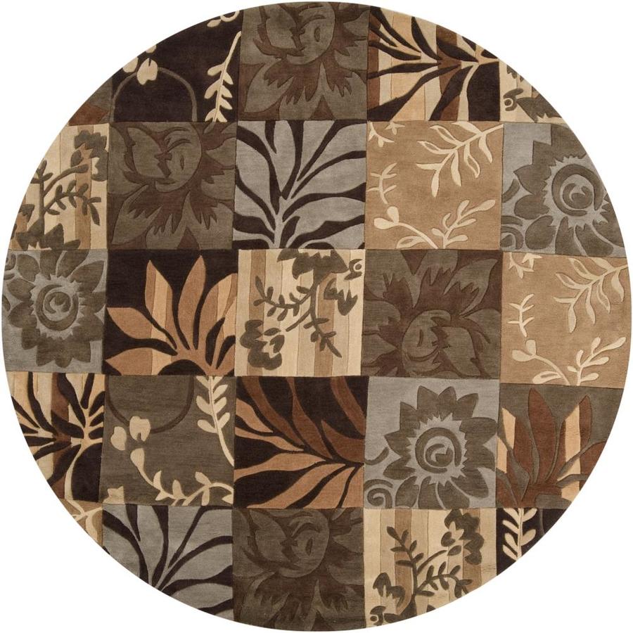 Surya Cosmopolitan Dark Brown Round Indoor Floral/Botanical Handcrafted