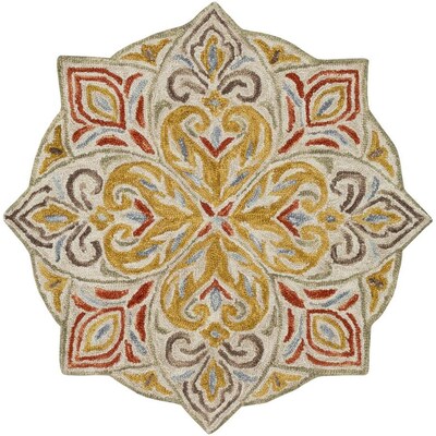 Surya Bonifate 3 Ft Round Bohemian Global Area Rug Brick At