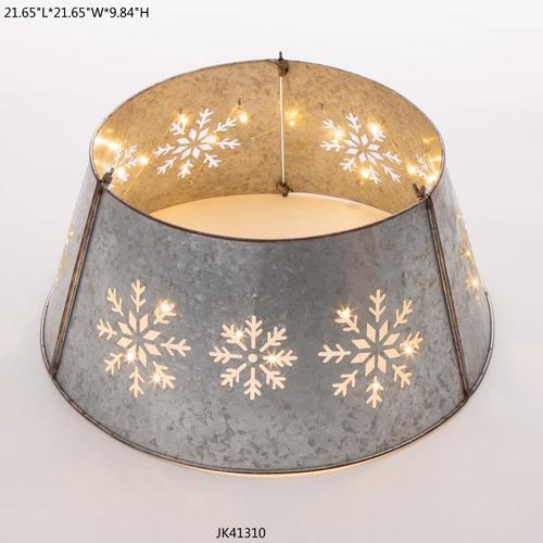 Glitzhome Silver Metal Tree Collar in the Christmas Tree Skirts