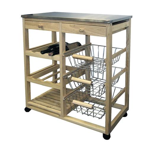 ORE International 32 In. Tall Wooden Kitchen Utility Cart On Wheels