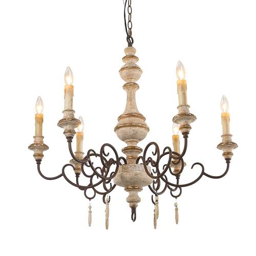 LNC Andromeda 6-Light Antique White Wood French Country/Cottage Candle ...