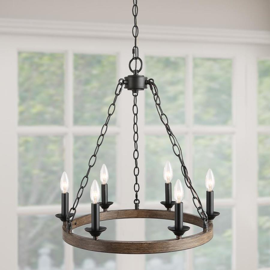 Lnc Laius 6 Light Faux Wood Farmhouse Candle Mini Led Chandelier