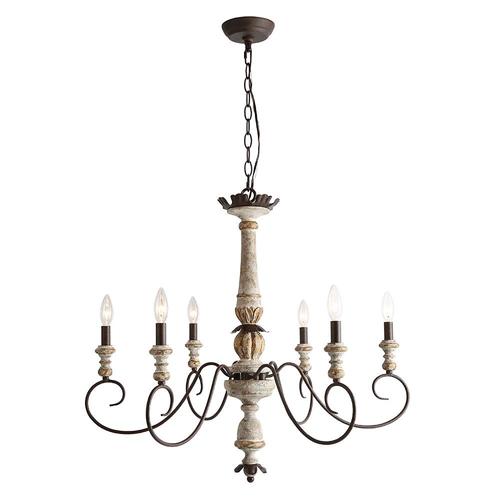 LNC Andromeda 6Light Distressed White French Country/Cottage