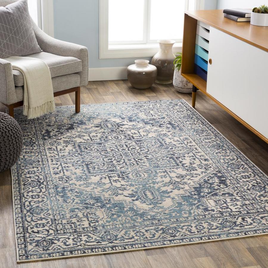 Surya City light 7 x 9 Blue Indoor Medallion Oriental Area Rug in the ...