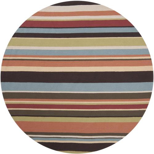 Surya Rain Dark Brown Round Indoor/Outdoor Stripe Handcrafted Area Rug ...