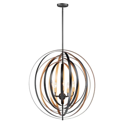 Radial Black Gold Transitional Globe Pendant Light