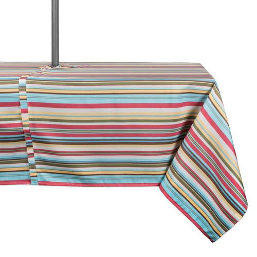 DII Outdoor Tablecloth Summer Stripe Table Cover for 5ft Rectangle in