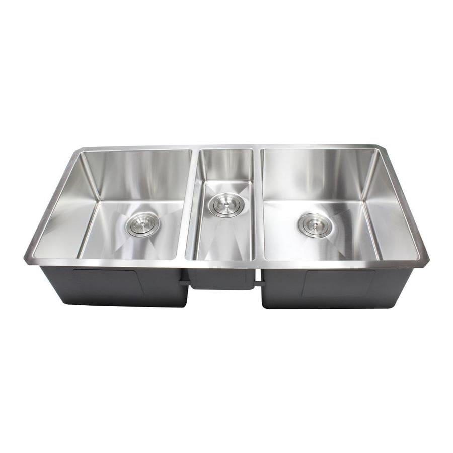 eModernDecor Ariel Undermount 42-in x 20-in Stainless Steel Triple Bowl ...