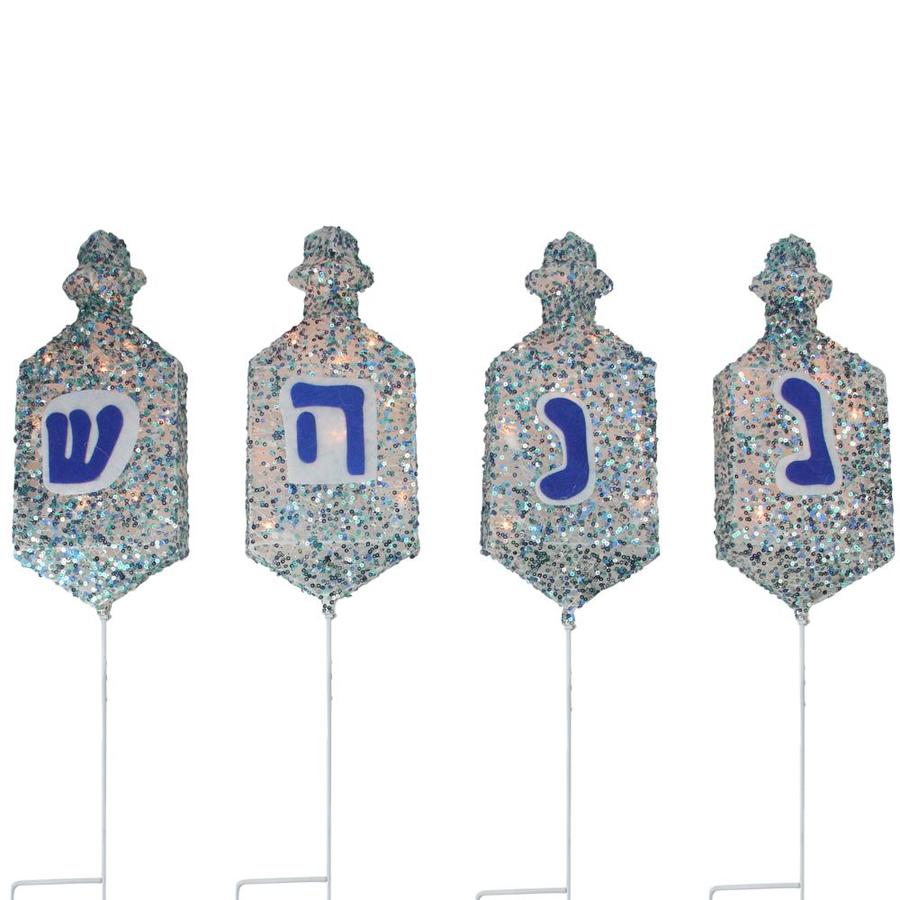 Northlight Set of 4 Lighted Dreidel Hanukkah Pathway Marker Outdoor