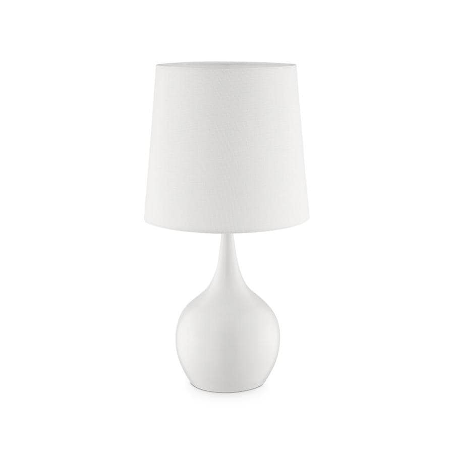 white metal table lamp