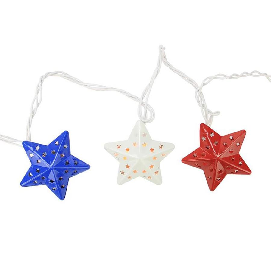 Northlight Set Of 10 Red White And Blue Metal Star 4th Of July