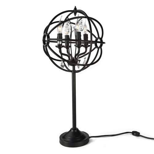 LNC Ac Milan Canes 26.7in Flat Black Table Lamp with Metal Shade in the Table Lamps department
