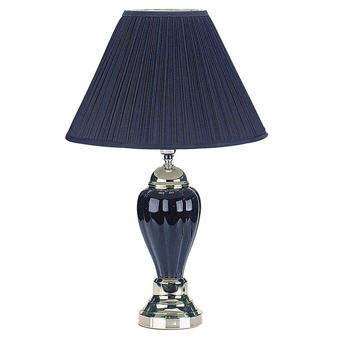 ORE International 27-in Black 3-way Table Lamp with Fabric Shade in the