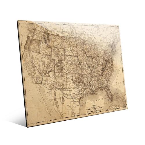 Creative Gallery Vintage United States Map Beta Frameless 24-in H x 20-in W Maps Plastic Print ...