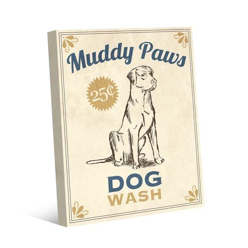 Creative Gallery Muddy Paws Dog Wash Blue Frameless 20in H x 16in W
