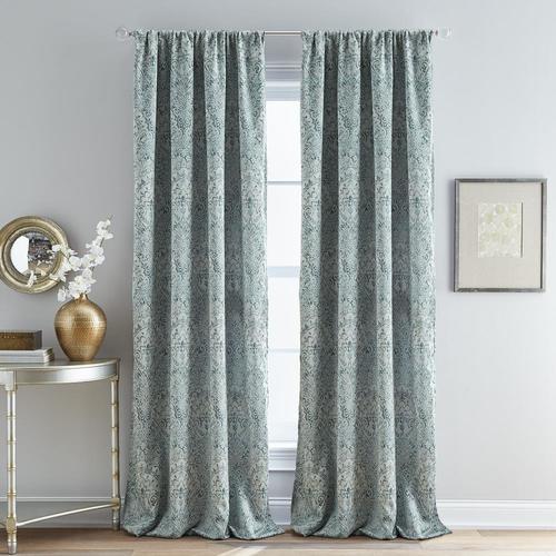 CHF Marlena 63-in Teal Polyester Room Darkening Standard Lined Curtain ...