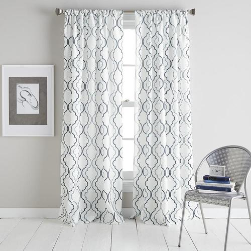 CHF Coco 84-in Blue Polyester Light Filtering Single Curtain Panel at ...