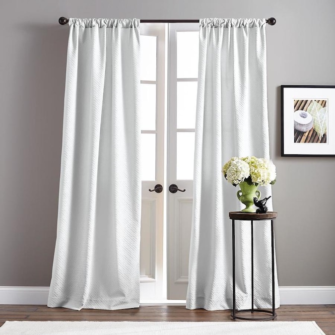 CHF 108in White Polyester Room Darkening Standard Lined Grommet Single Curtain Panel in the