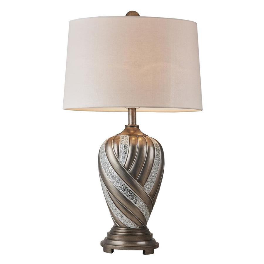 ORE International Kairavi 29.75in Silver 3way Table Lamp with Linen