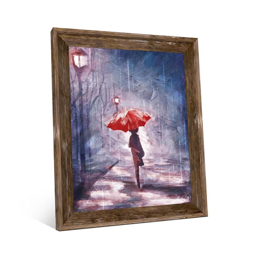 Creative Gallery A Rainy Walk 20x24 Barn Wood Framed Canvas Wall