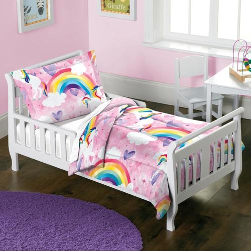 Dream Factory Unicorn Rainbow 2-Piece Pink Full Comforter Set in the ...