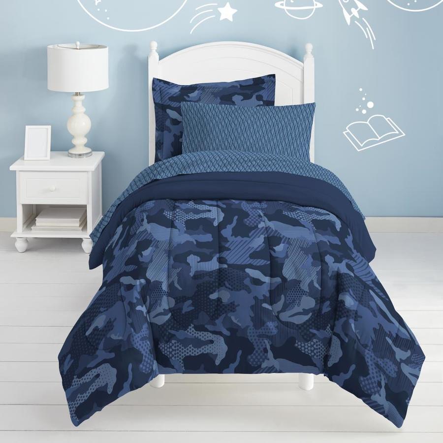Dream Factory Geo Camo 5 Piece Blue Twin Comforter Set In The Bedding Sets Department At Lowes Com
