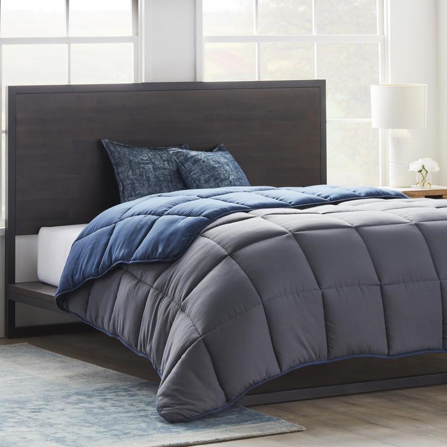 Brookside Navy Graphite Down Alternative Reversible Twin Comforter