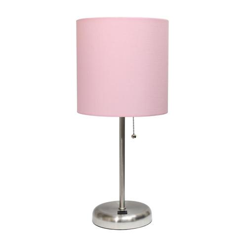 LimeLights 19.5-in Light Pink Table Lamp with Fabric Shade in the Table ...