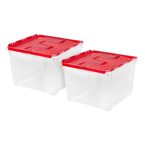 IRIS 2-Pack 1-Gallon (1-Quart) Red Holiday Tote With Hinged Lid In The ...