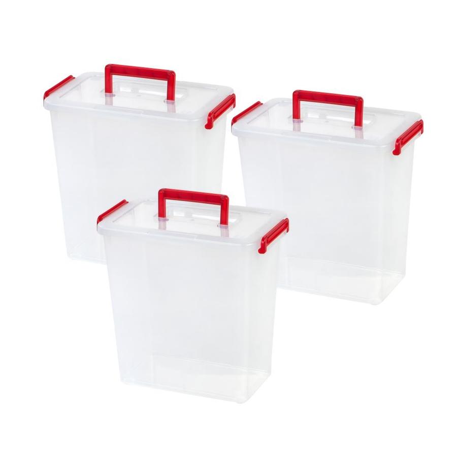 IRIS 3-Pack 1-Gallon (1-Quart) Red Holiday Tote With Latching Lid At ...